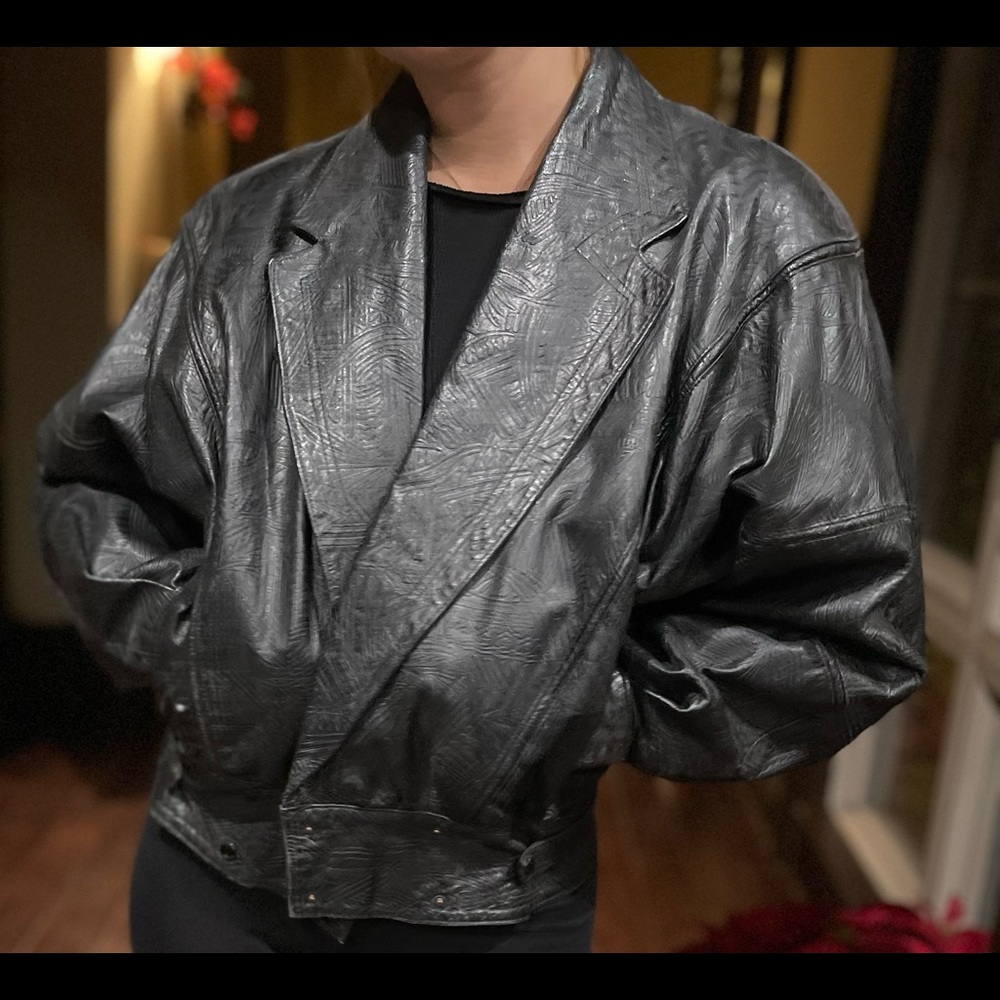 Retro Leather Wing Sleeve Jacket